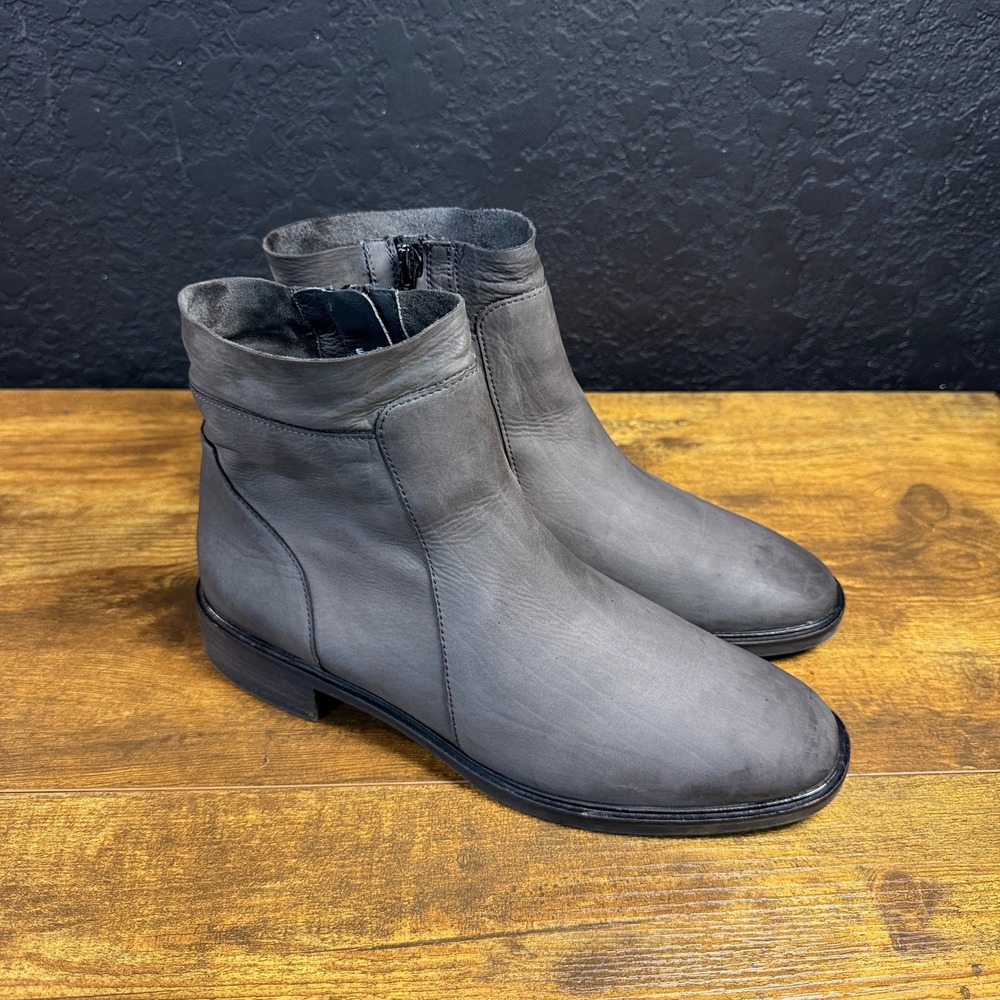 Paul Green Grey Leather Side Zip Ankle Boots Womens 5.5 UK 8 US